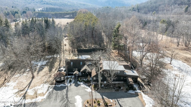 drone / aerial view with a view of trees