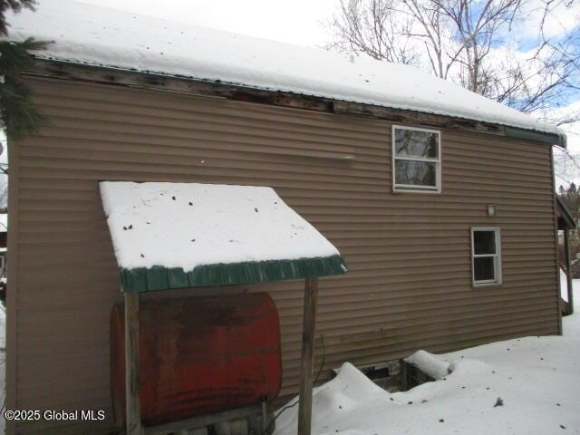 view of snow covered exterior