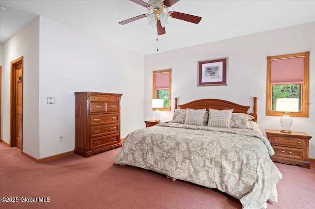 536 E Shore Dr, Horicon, NY 12808 - bedroom featuring light carpet, baseboards, and a ceiling fan