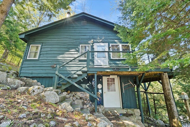 536 E Shore Dr, Horicon, NY 12808 - back of house featuring a wooden deck and stairway