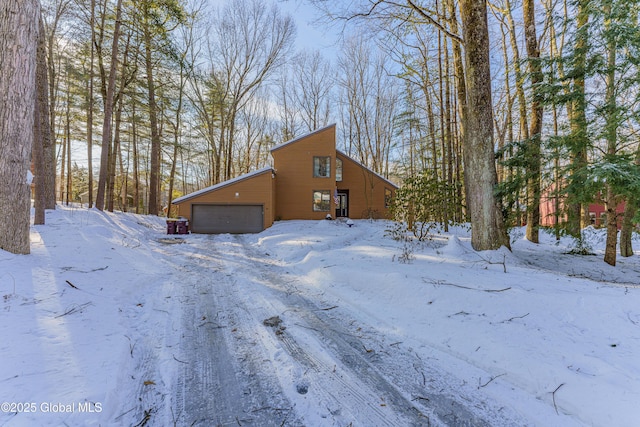 exterior space featuring a detached garage