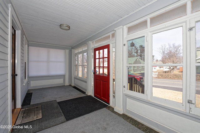 view of unfurnished sunroom