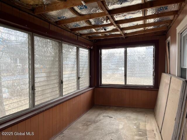 view of unfurnished sunroom