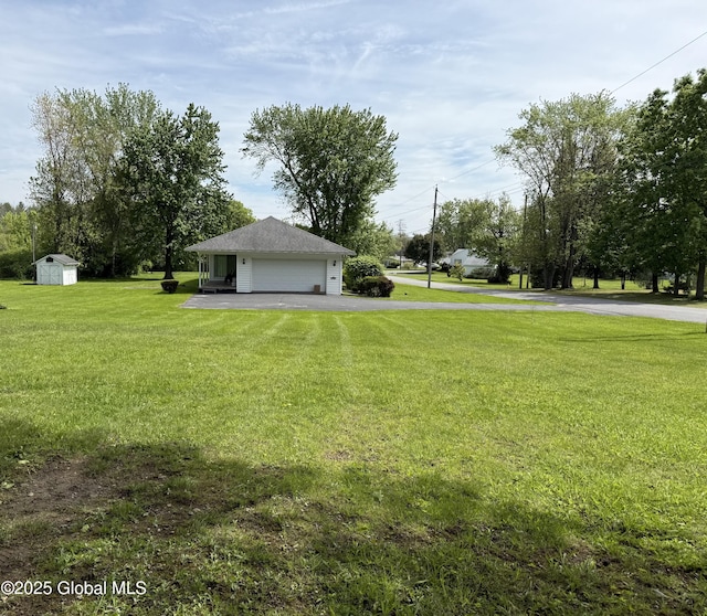 24 Regina Ln, Amsterdam, NY 12010 - view of green lawn featuring a storage shed and driveway