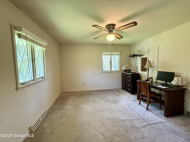 24 Regina Ln, Amsterdam, NY 12010 - carpeted office space featuring a baseboard heating unit and ceiling fan