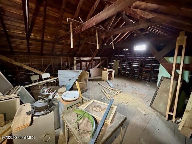 view of unfinished attic