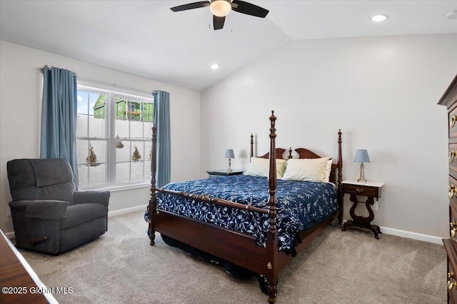 13 Alexander Way, Hudson Falls, NY 12839 - carpeted bedroom with baseboards, vaulted ceiling, a ceiling fan, and recessed lighting