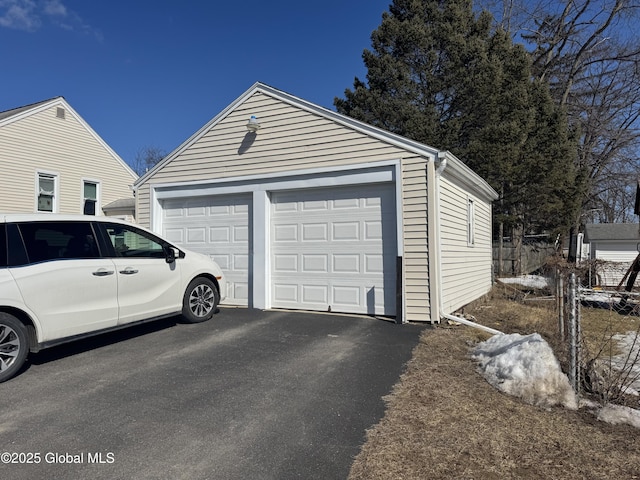 view of detached garage