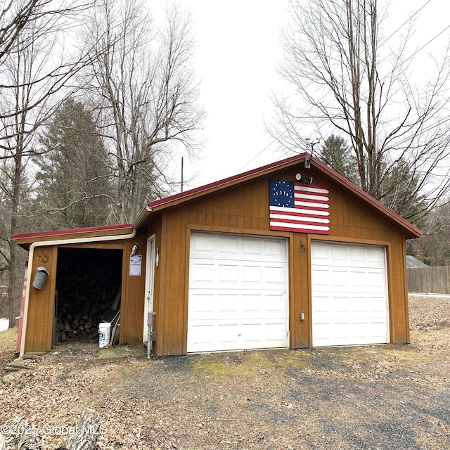 view of detached garage