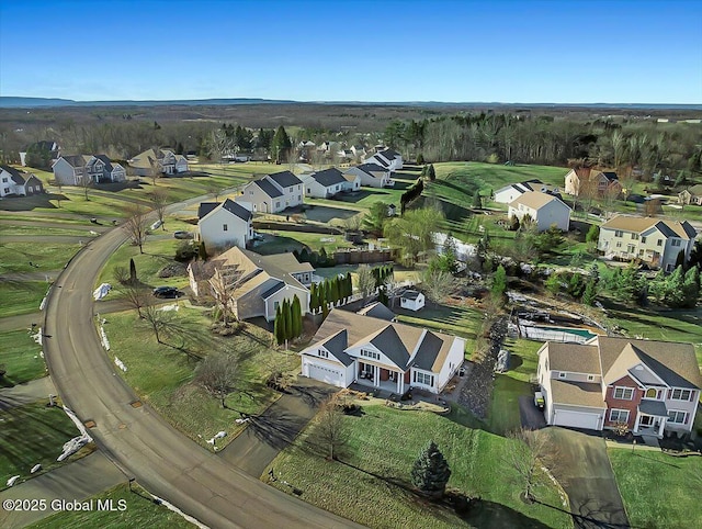 birds eye view of property with a residential view