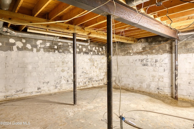 view of unfinished basement