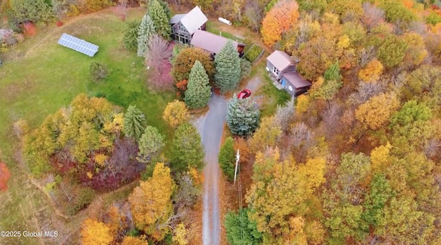 aerial view featuring a view of trees