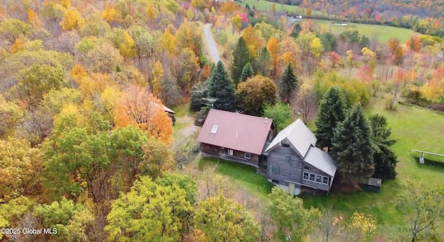 bird's eye view with a forest view