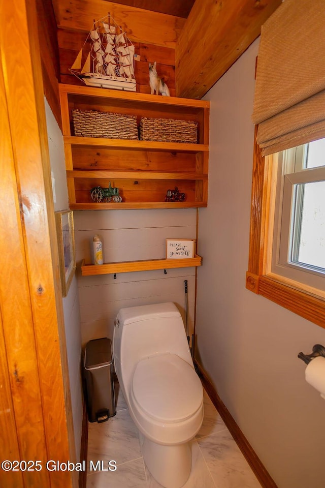 bathroom with toilet and baseboards