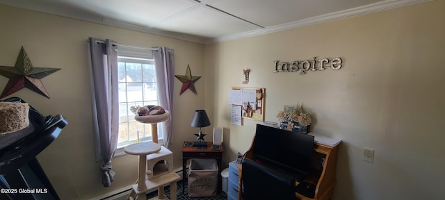 interior space featuring crown molding