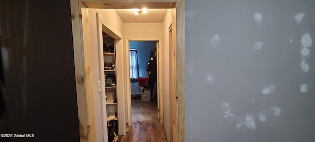 hallway with wood finished floors