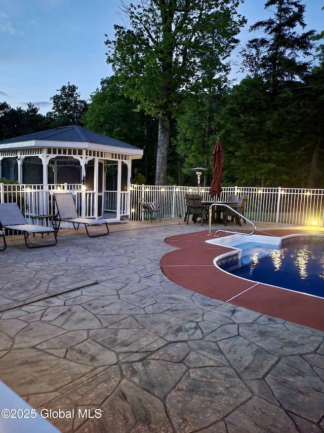 view of basketball court with a gazebo