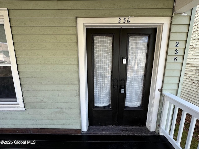 entrance to property with french doors