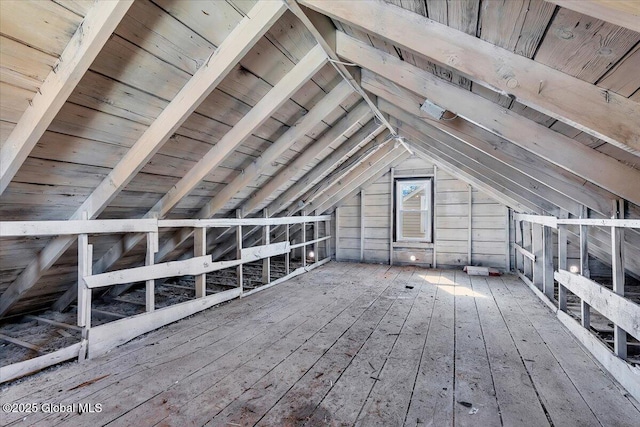 view of unfinished attic