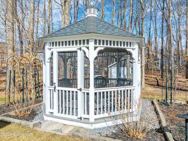 view of outdoor structure featuring a gazebo