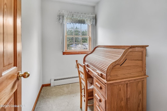 18 Johnson Ln, Poestenkill, NY 12018 - home office with a baseboard radiator and carpet floors