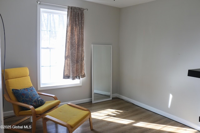 sitting room featuring baseboards and wood finished floors