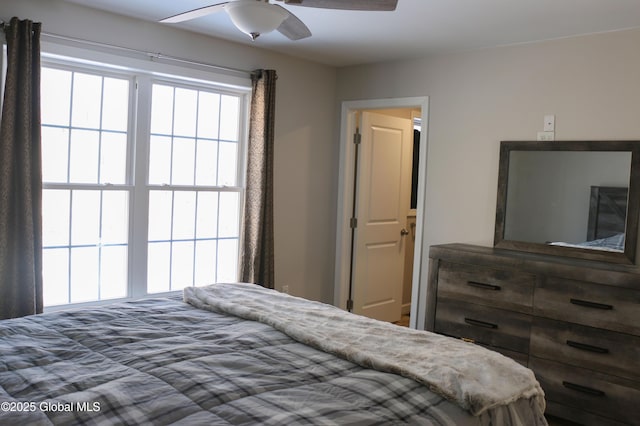 bedroom featuring ceiling fan