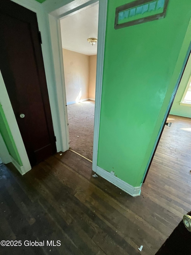 corridor with dark wood-style floors
