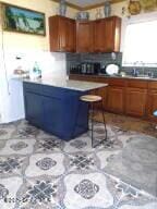 kitchen with brown cabinetry