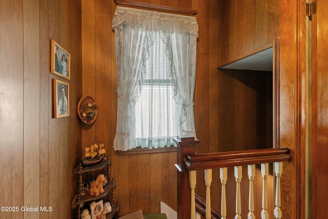 stairs with wooden walls