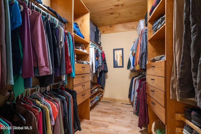 spacious closet with light wood-style flooring