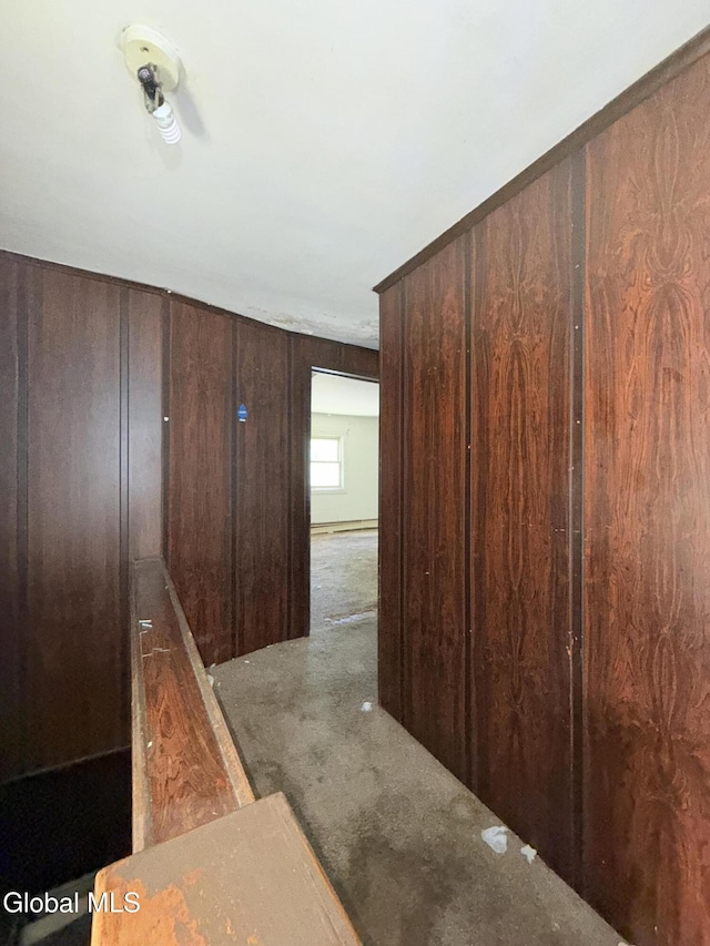3144 N Thompson St, Rotterdam, NY 12306 - hall with carpet and wood walls