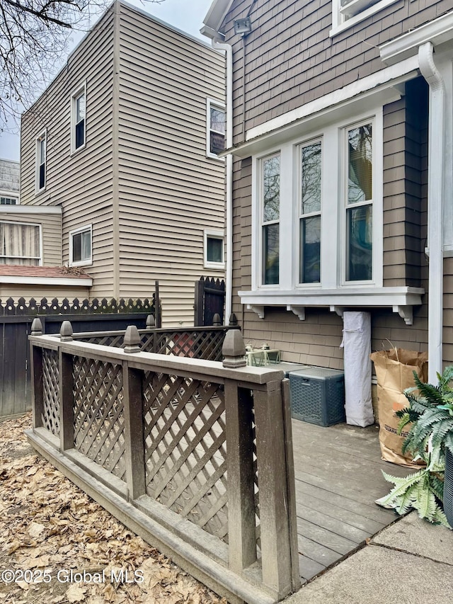 wooden deck featuring fence