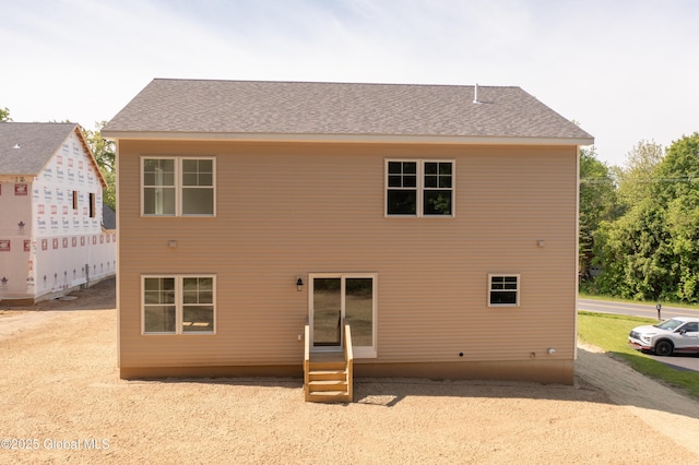 159 Anthony Rd, Halfmoon, NY 12065 - rear view of house featuring entry steps and roof with shingles