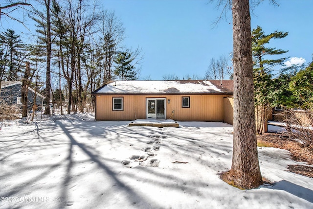 view of snow covered property