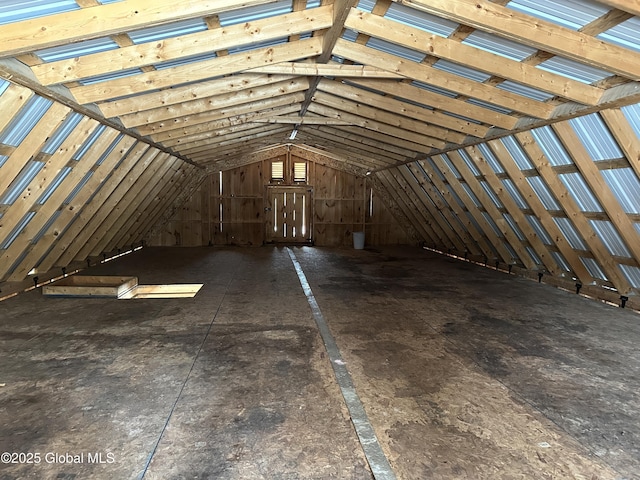 view of unfinished attic