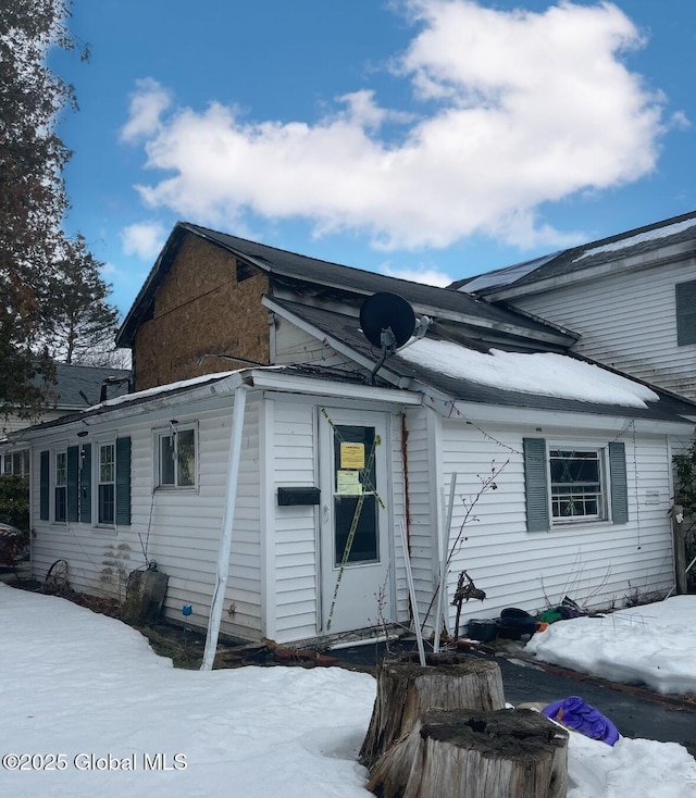 view of snow covered property