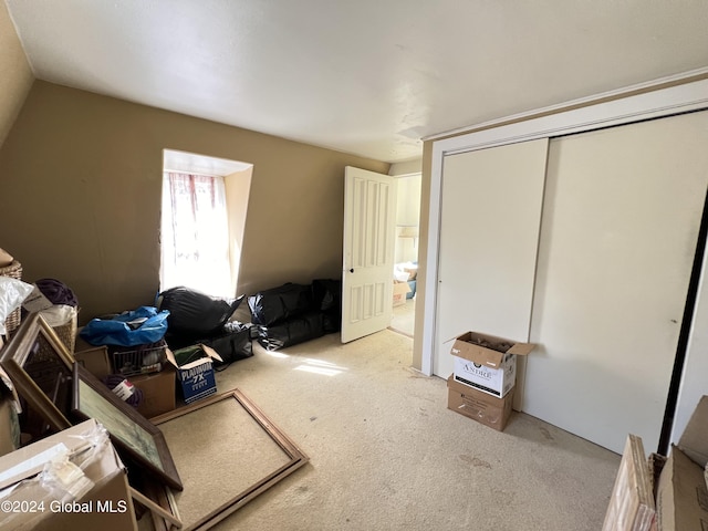 bedroom featuring a closet and carpet flooring