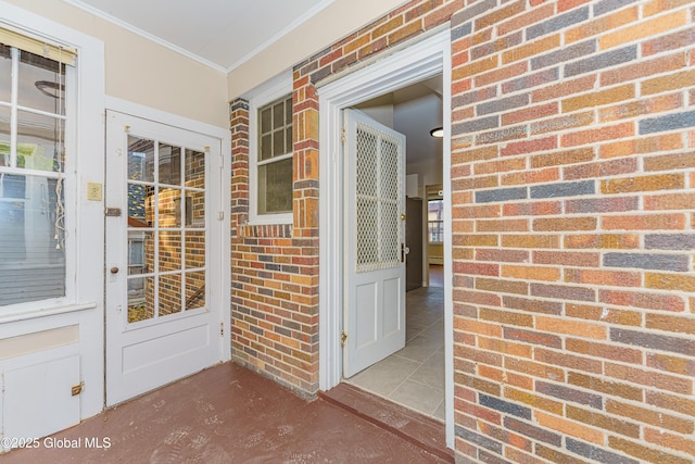 exterior space with crown molding