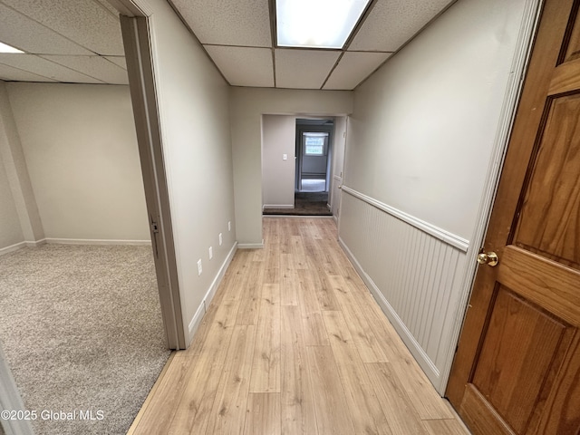 1 S Main St, Voorheesville, NY 12186 - corridor featuring a drop ceiling and light wood-type flooring