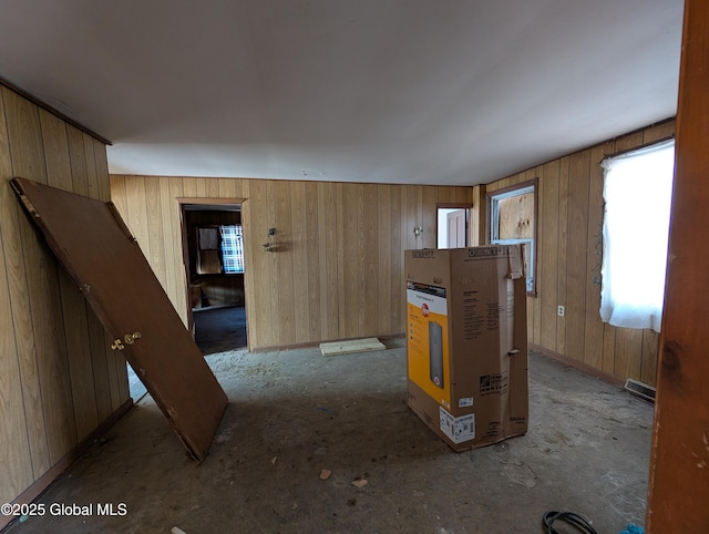 interior space with wooden walls