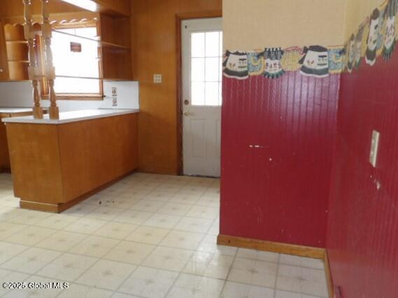 kitchen featuring open shelves