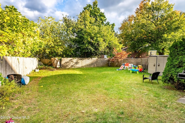 view of yard featuring a fenced backyard