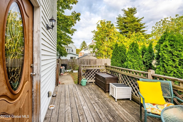 wooden terrace with fence