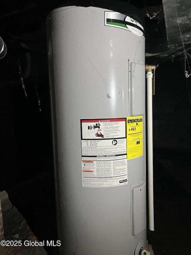 utility room with electric water heater