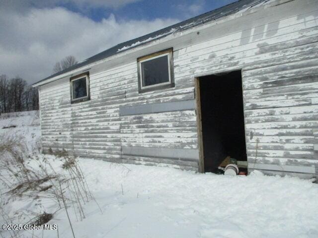 view of snow covered exterior