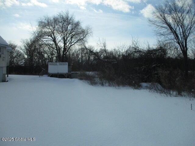 view of yard layered in snow