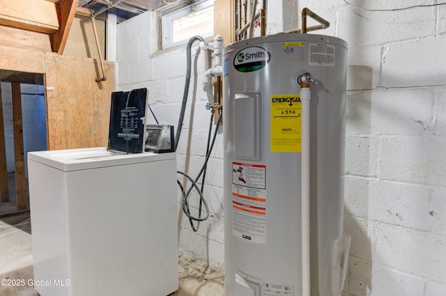 utility room with washer / dryer and electric water heater