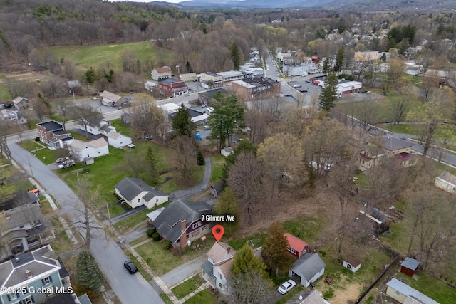 aerial view with a view of trees and a residential view