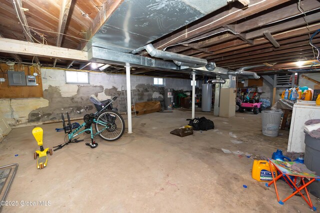 basement with water heater